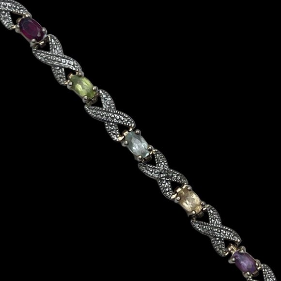 Designer Victoria Townsend Tennis Bracelet - Multi Gemstone - Sterling Silver - Picture 3 of 7